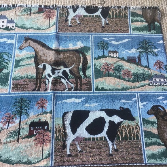 Tapestry Fabric.Farm Animals Theme. 24x17 - Picture 2 of 8